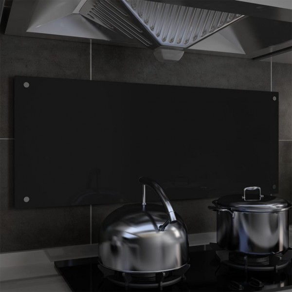 Protección salpicaduras cocina vidrio templado negro 100x40 cm