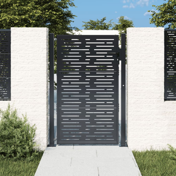 Puerta de jardín acero gris antracita diseño cuadrado 105x130cm