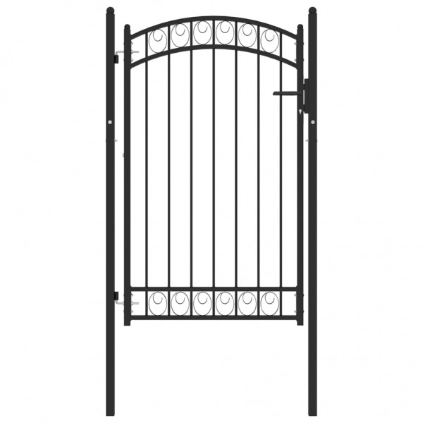 Puerta de jardín con arco superior acero negro 100x150 cm