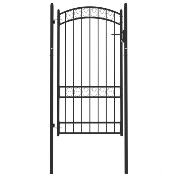 Puerta de jardín con arco superior acero negro 100x175 cm