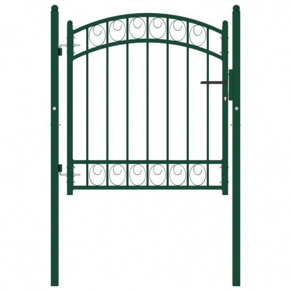 Puerta de jardín con arco superior acero verde 100x100 cm