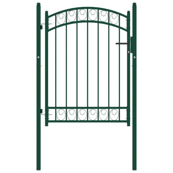 Puerta de jardín con arco superior acero verde 100x125 cm