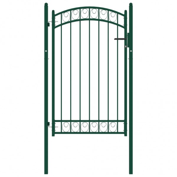 Puerta de jardín con arco superior acero verde 100x150 cm
