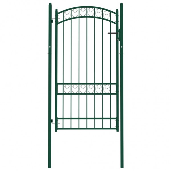 Puerta de jardín con arco superior acero verde 100x175 cm
