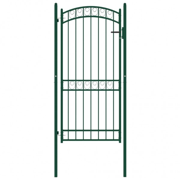 Puerta de jardín con arco superior acero verde 100x200 cm
