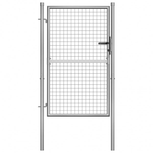 Puerta de jardín de acero galvanizado plateado 105x175 cm