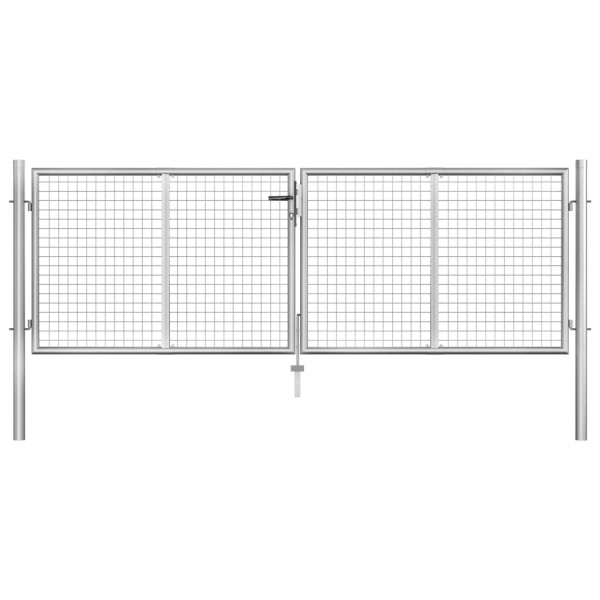 Puerta de jardín de acero galvanizado plateado 306x125 cm