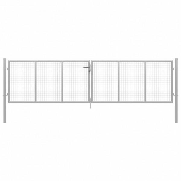 Puerta de jardín de acero galvanizado plateado 415x150 cm