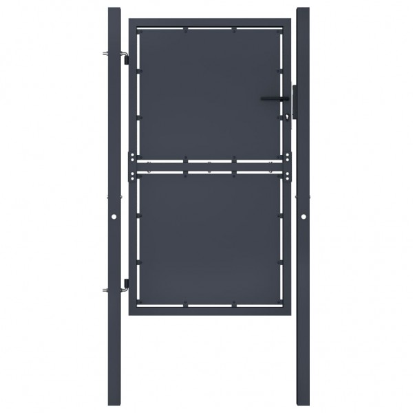 Puerta de jardín de acero gris antracita 100x150 cm
