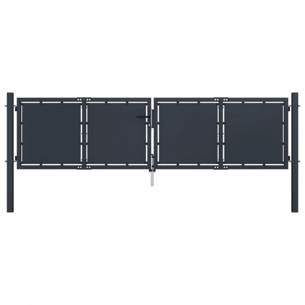Puerta de jardín de acero gris antracita 300x100 cm