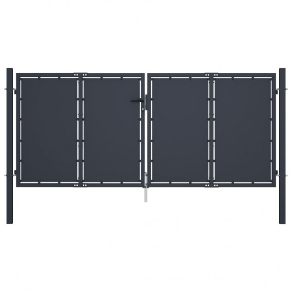 Puerta de jardín de acero gris antracita 300x125 cm