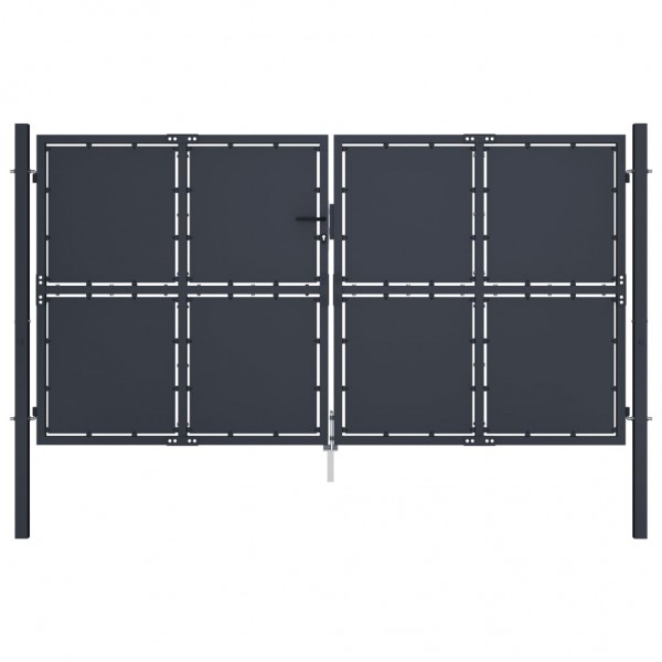 Puerta de jardín de acero gris antracita 300x175 cm