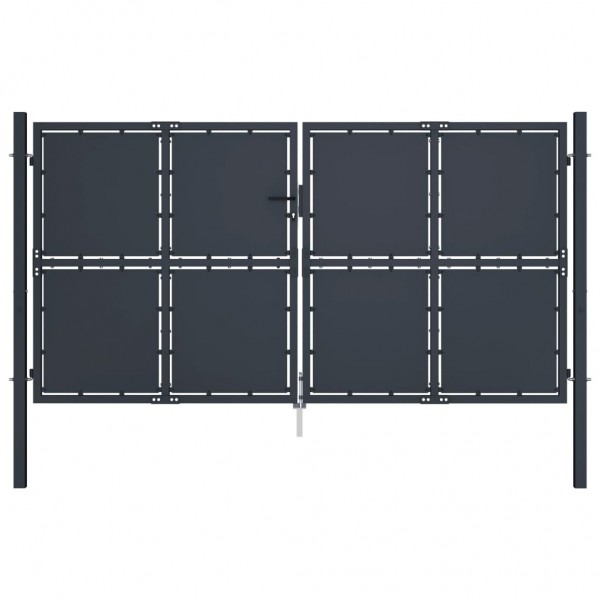 Puerta de jardín de acero gris antracita 300x200 cm