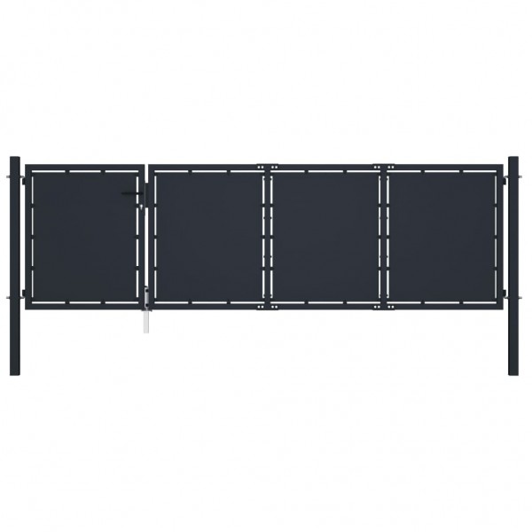 Puerta de jardín de acero gris antracita 350x100 cm