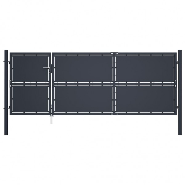 Puerta de jardín de acero gris antracita 350x125 cm