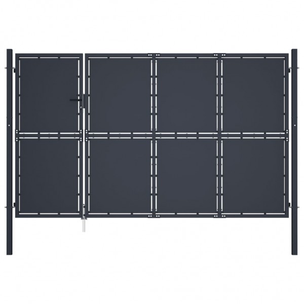 Puerta de jardín de acero gris antracita 350x150 cm