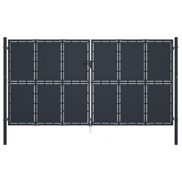 Puerta de jardín de acero gris antracita 400x200 cm