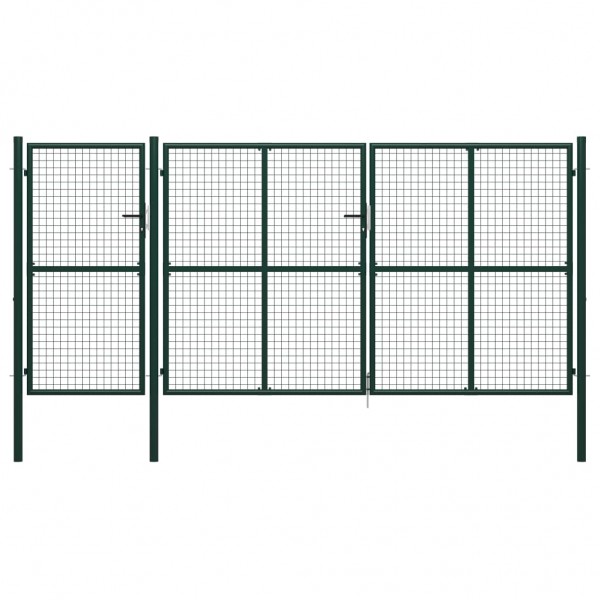 Puerta de jardín de acero verde 400x150 cm