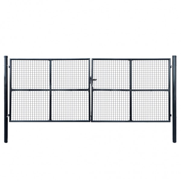 Puerta de malla de jardín acero galvanizado 400x150 cm gris