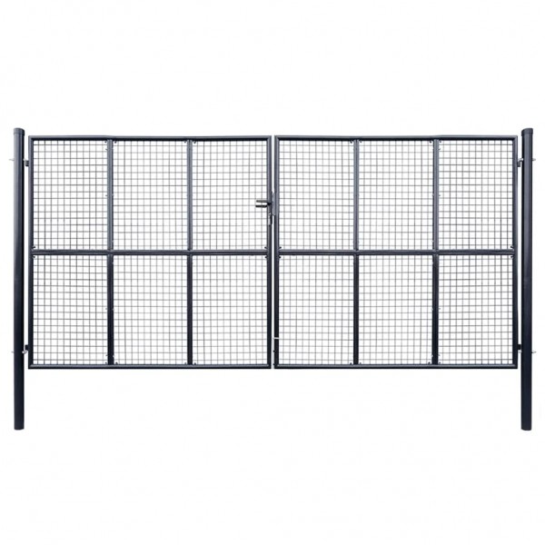 Puerta de malla de jardín acero galvanizado 400x175 cm gris