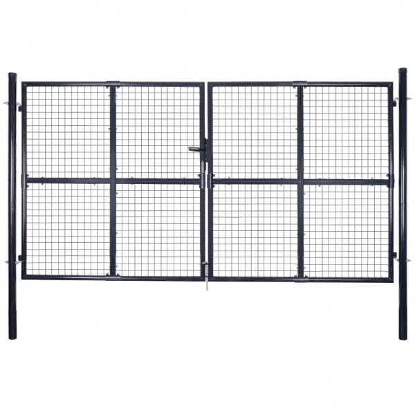 Puerta de malla de jardín acero galvanizado gris 289x150 cm