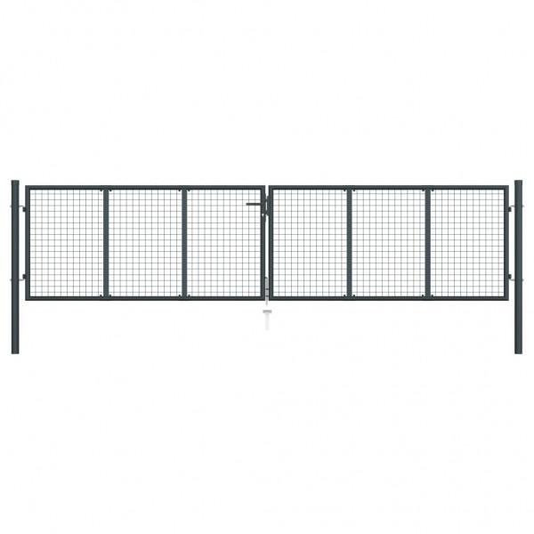 Puerta de malla de jardín acero galvanizado gris 400x175 cm