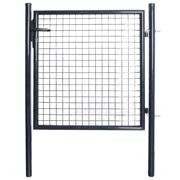 Puerta de malla de jardín acero galvanizado gris 85.5x100 cm