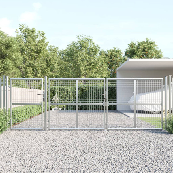 Puerta de malla de jardín acero galvanizado plateado 400x175cm
