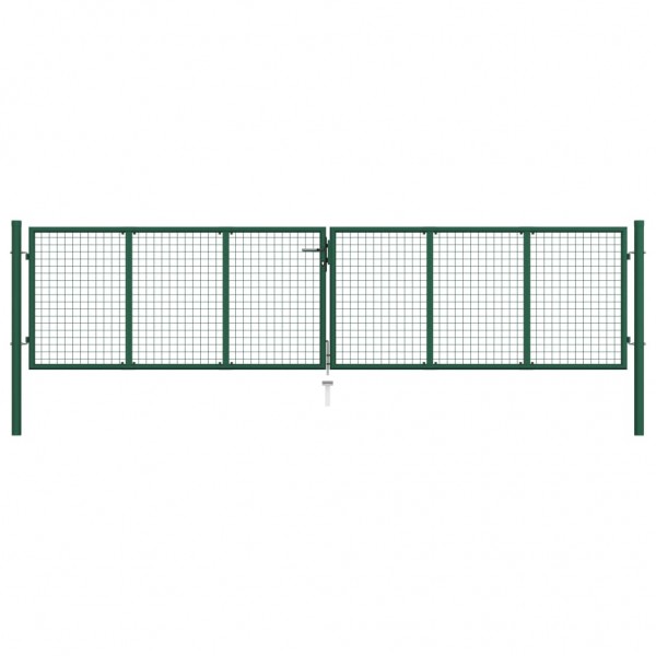 Puerta de malla de jardín de acero verde 400x100 cm
