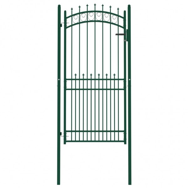 Puerta de valla con picos acero verde 100x200 cm