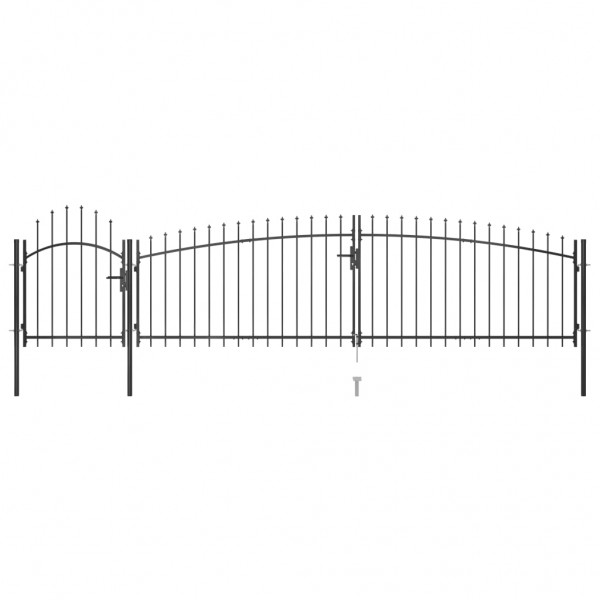 Puerta de valla de jardín con punta de lanza 5x1.5 m negro