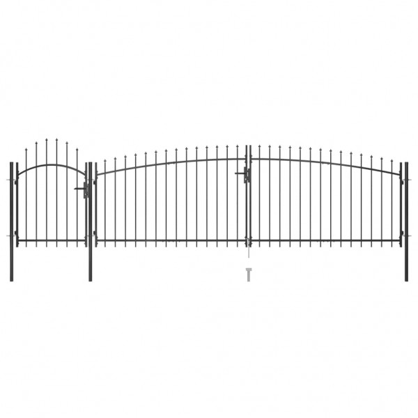 Puerta de valla de jardín con punta de lanza 5x1.75 m negro