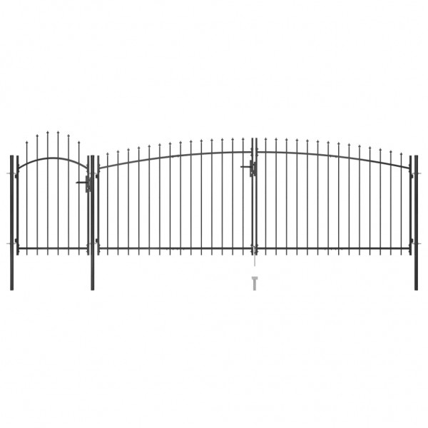 Puerta de valla de jardín con punta de lanza 5x2 m negro