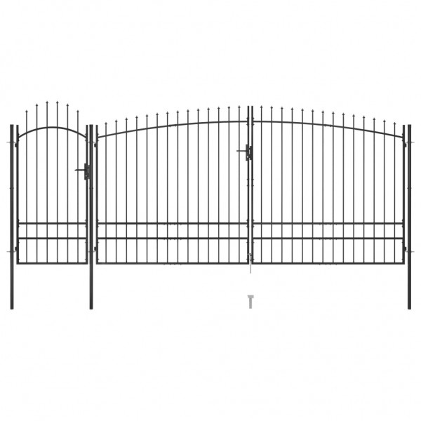 Puerta de valla de jardín con punta de lanza 5x2.45 m negro