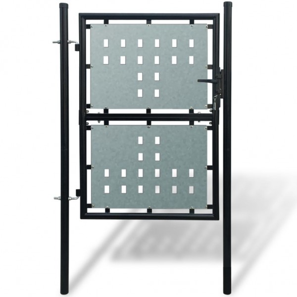 Puerta de valla de jardín negra 100x250 cm
