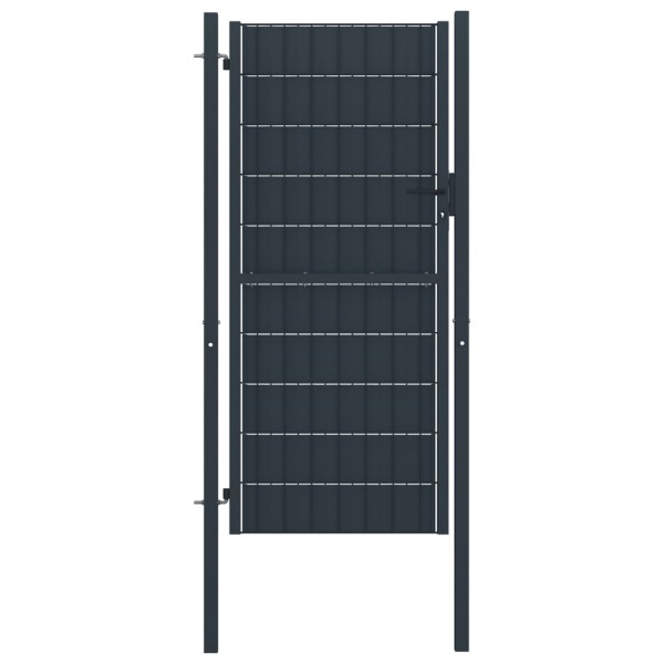 Puerta de valla de PVC y acero gris antracita 100x124 cm