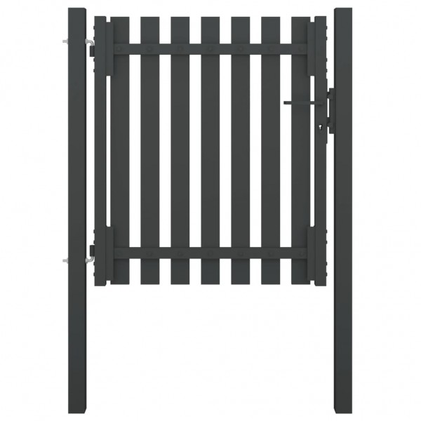 Puerta de valla del jardín de acero gris antracita 1x1.25 cm