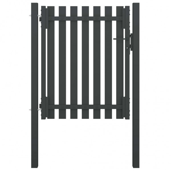 Puerta de valla del jardín de acero gris antracita 1x1.5 cm