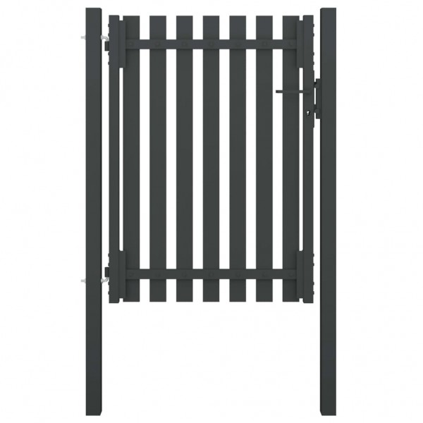 Puerta de valla del jardín de acero gris antracita 1x1.7 cm