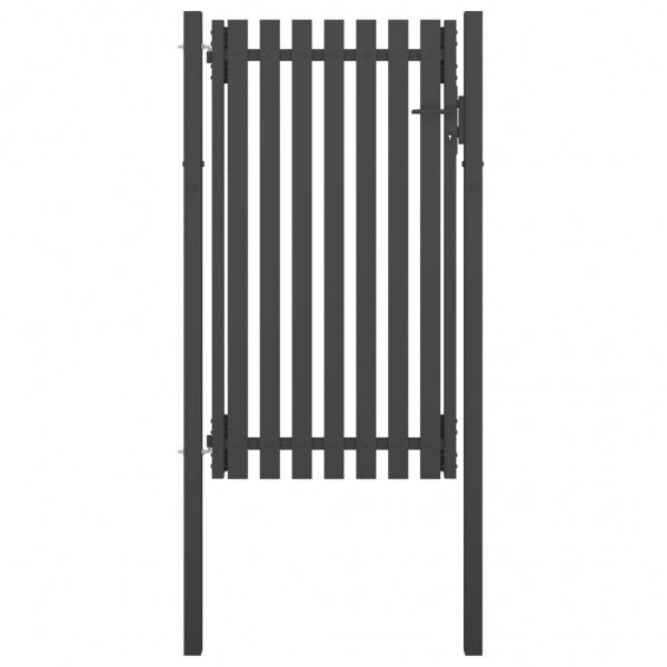 Puerta de valla del jardín de acero gris antracita 1x2.25 cm