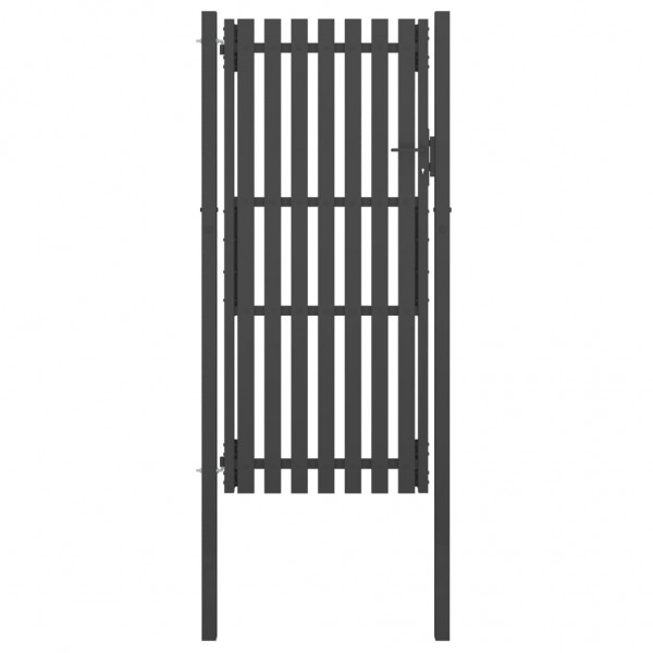 Puerta de valla del jardín de acero gris antracita 1x2.5 cm