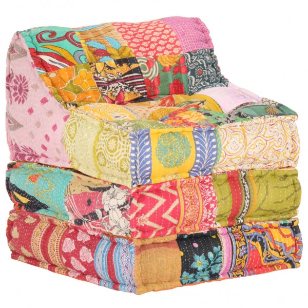 Puf modular de tela patchwork
