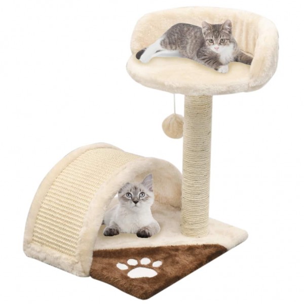 Rascador para gatos con poste de sisal 40 cm beige y marrón