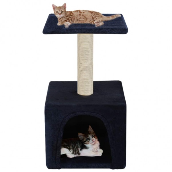 Rascador para gatos con poste de sisal 55 cm azul oscuro