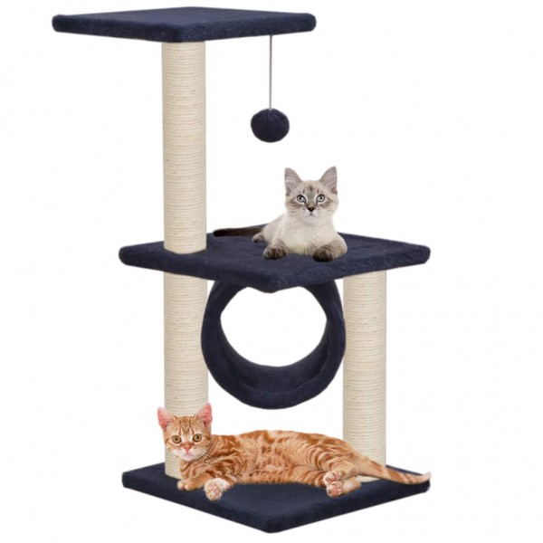 Rascador para gatos con poste de sisal 65 cm azul oscuro