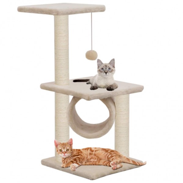 Rascador para gatos con poste rascador de sisal 65 cm beige