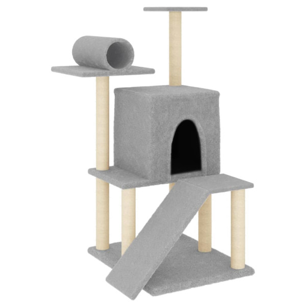 Rascador para gatos con postes de sisal gris claro 110.5 cm