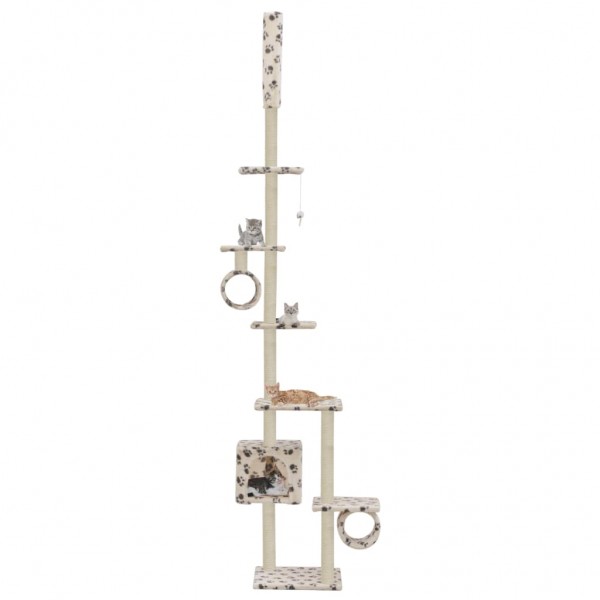 Rascador para gatos con postes de sisal huellas beige 260 cm
