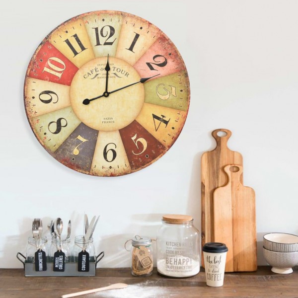Reloj de pared vintage colorido 60 cm