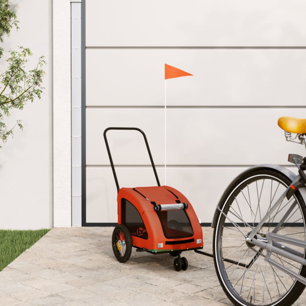 Remolque de bicicleta mascotas hierro tela Oxford naranja gris